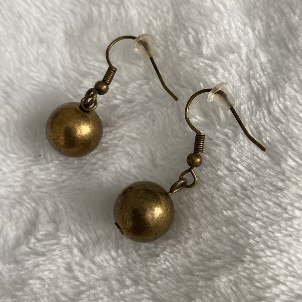 Bronze pearls / marbles spherical earrings